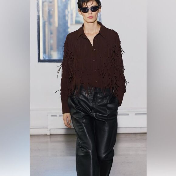 Zara maxi fringed shirt ZW collection - Picture 2 of 7